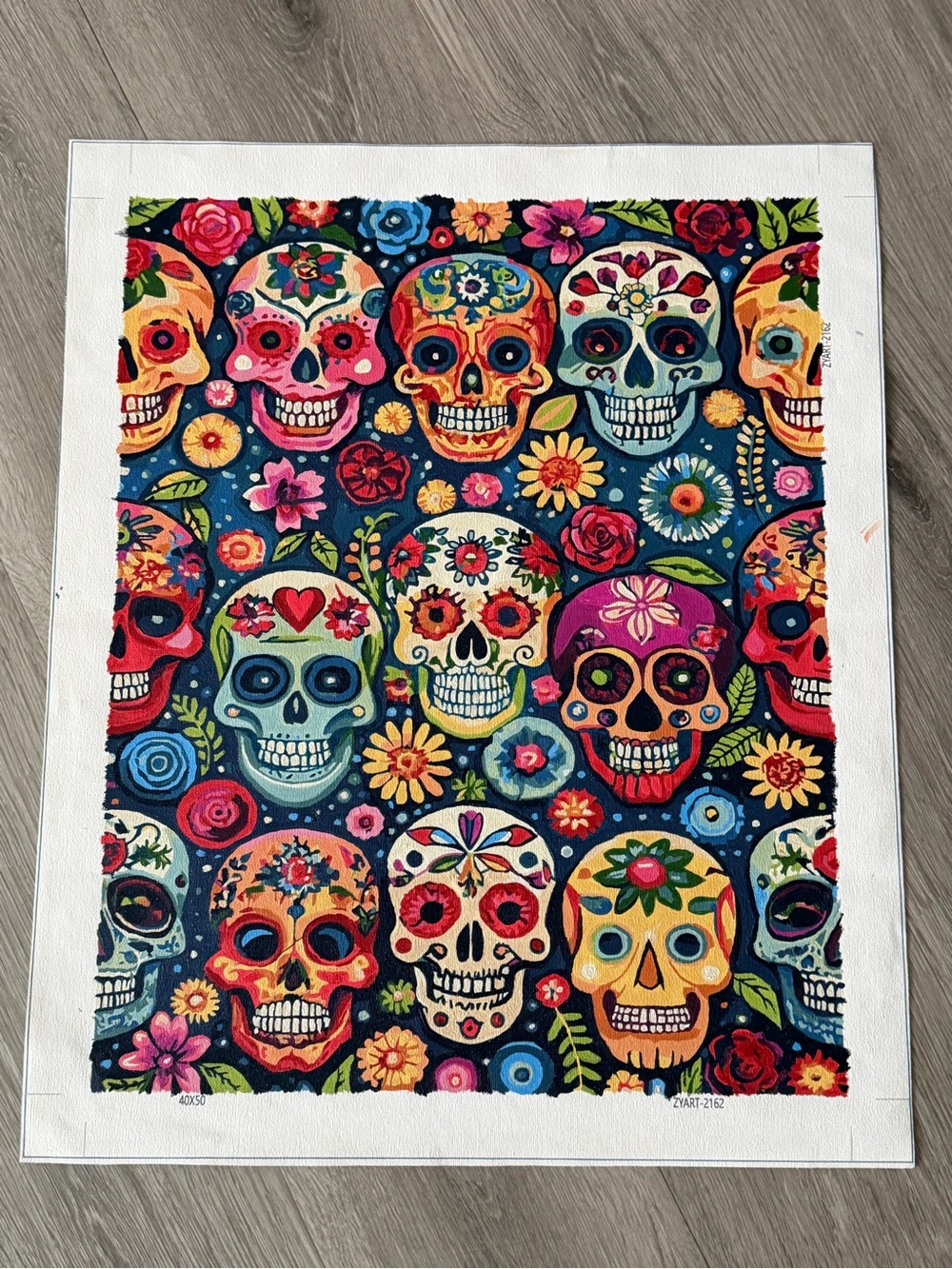 Sugar Skull Day Of The Dead Handmade Painting 16x20 Canvas